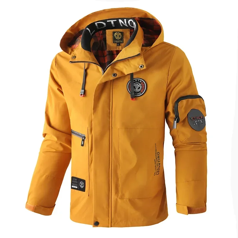 2024 Outdoor Medium and Long Spring and Autumn Men's Casual Mountaineering Windproof Jacket Jacket Parka Hooded Jacket