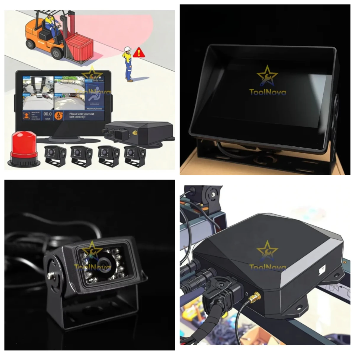 2026 7-Inch Display AI  Pedestrian Detection System*Wide Viewing Angle ADAS Function Forklift Safety AHD* Image Side View C