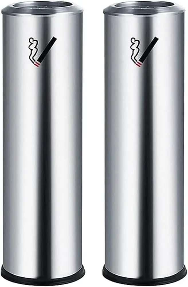 

2-Pack Tall Outdoor Ashtrays, 30-Inch Height, Metal Cigarette Butt Receptacle for Patio & Commercial Use