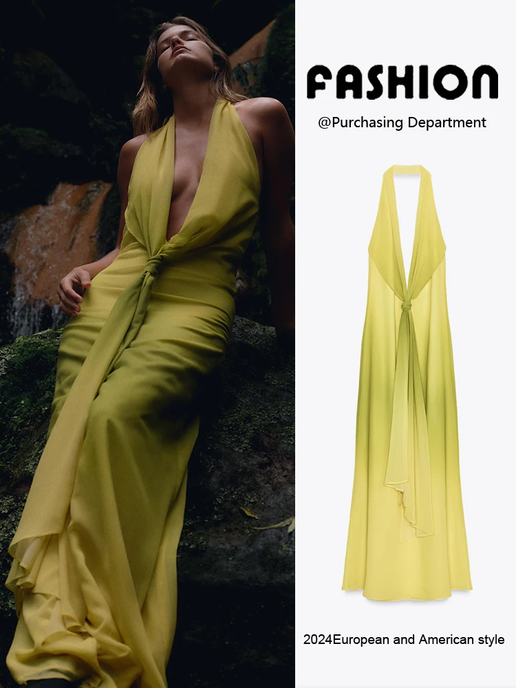 

Sexy Bal Long Printed Dr Collar Hanging Ne New Summer Women's Faion ZA2025 Gown for Par without Sve Evening ...
