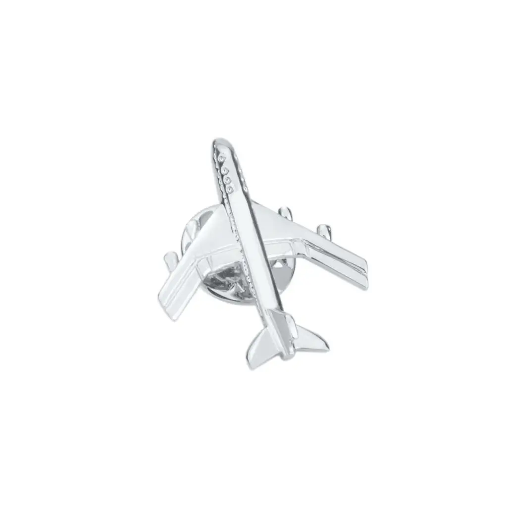 Decorative Brass Airplane Brooch Pin Silver Collar Breastpin Accessory for Engagement Suit Tie