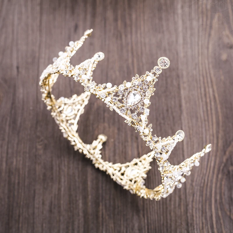 Krone für Mädchen Kristall Braut Crown Gold Silber Rosa Farbe Diadem Schleier Tiaras Hochzeit Haar Zubehör Kopfschmuck Kopf Schmuck