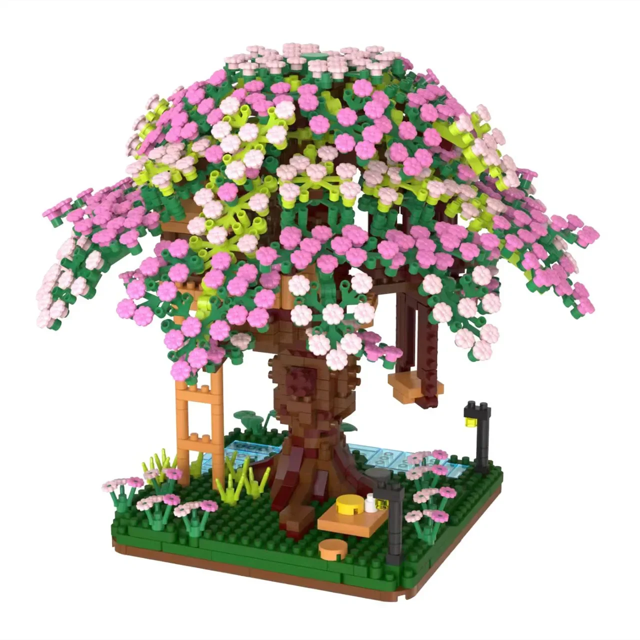 Mini Blöcke Schöne Architektur Blume Baum Haus Cherrry Sakura Bausteine Spaß Spielzeug DIY Geschenk Mädchen Geschenk Neue Jahr