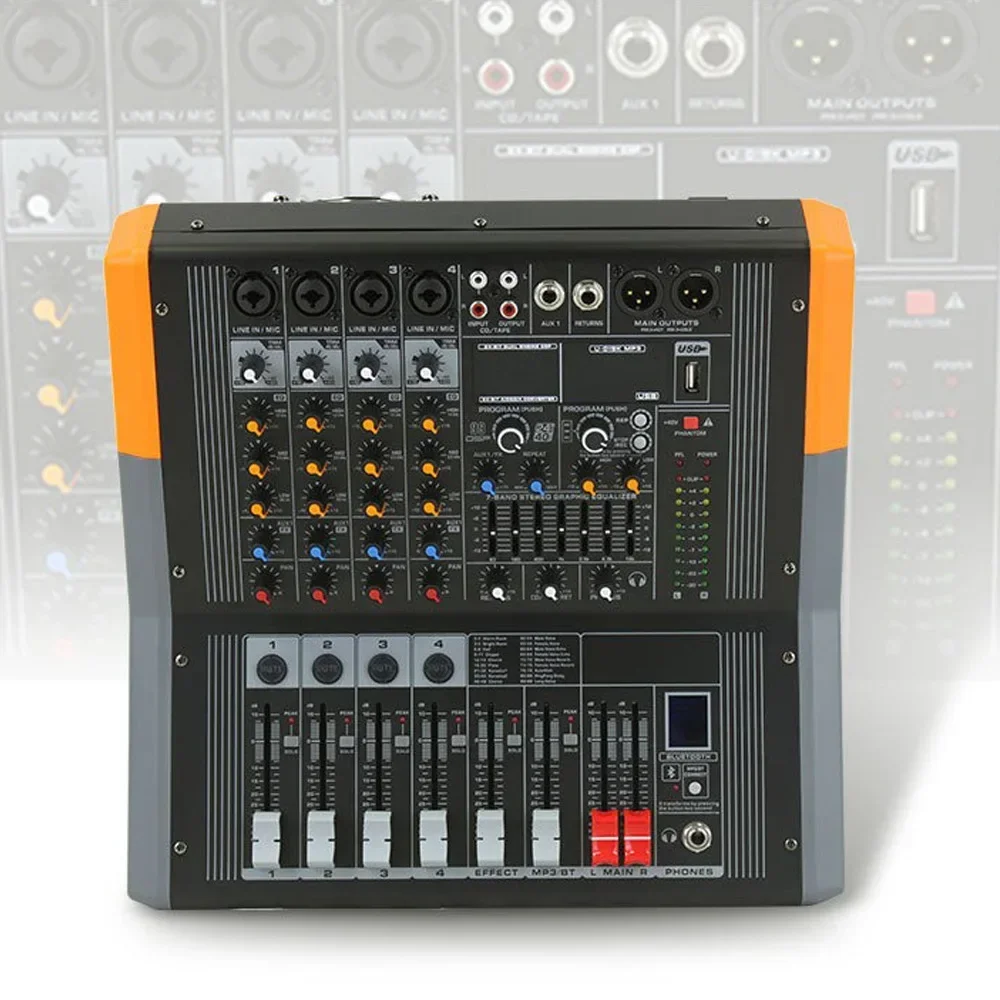 2025 Ep4DAll-In-OneProfessionalMixerwith Power Amplifier 99 DSP Effects USB  Reverb Effector Audio Sound Cards & Mixers