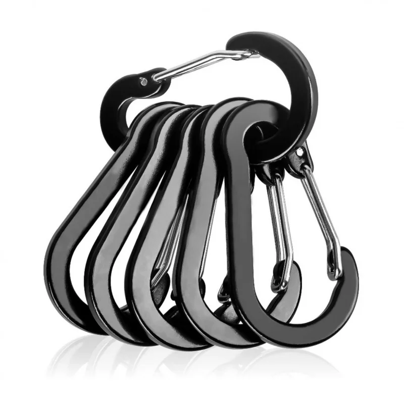 6Pcs/Pack Backpack Carabiner Keychain Outdoor Camping Hiking Aluminum Alloy D-ring Snap Clip Lock Buckle Hook Climbing Tools