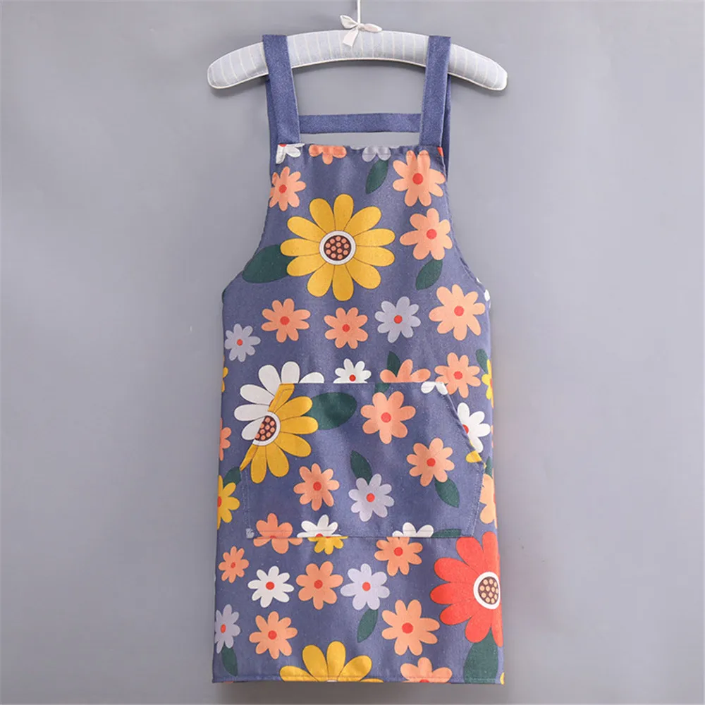 Cute Flower Kitchen Household Oil-Proof Cooking Apron For Women Children Kitchen Men Waterproof Adult Coffee Baking Accessories