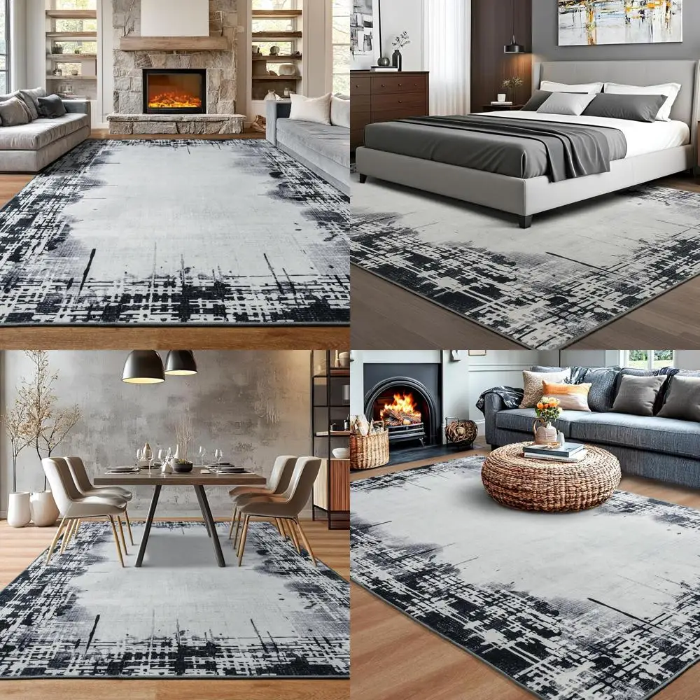

Modern Abstract Area Rug 8x10, Soft Low Pile, Non-Slip, Machine Washable for Living Room, Bedroom