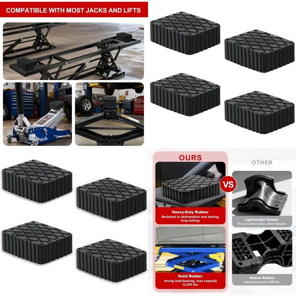 

Резиновые подкладки для домкратов для легковых автомобилей, внедорожников и легких грузовиков - грузоподъемность 12000 фунтов, 6-3/8 x 4-3/4 x 2 дюйма.