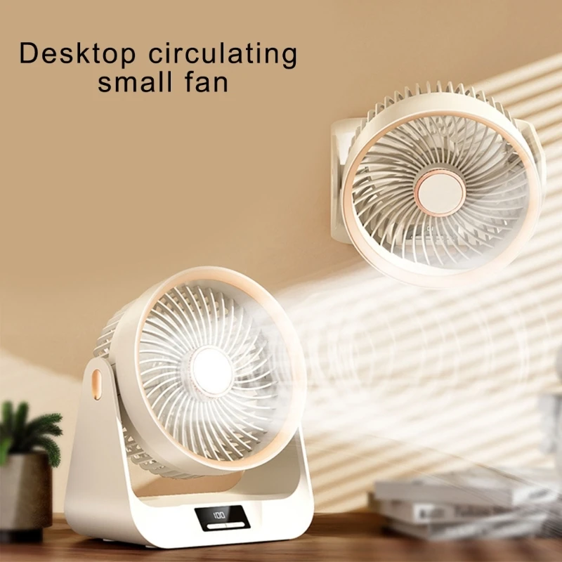 Desk Fan Quiet Digital Display Portable Fan for Office Bedroom Kitchen Home Outdoor 5 Speed Small Travel Camping Table