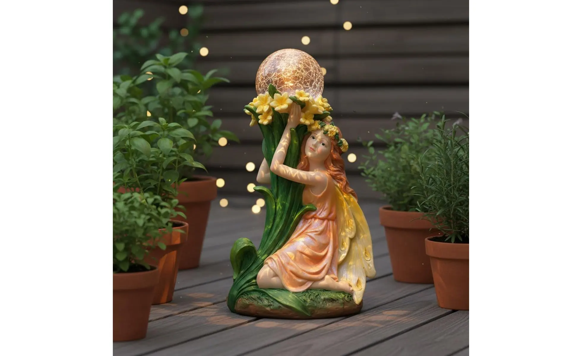Solar Fairy Statue LED Lights Garden Fairy Light Outdoor Decor Warm Radiance for Patio