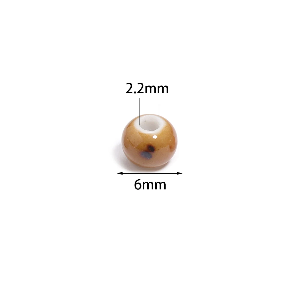 30Pcs 6mm Ceramic Round Beads Colored Large Hole Loose Spacer Beads For DIY Handmade Bracelets Earrings Jewelry Accessories