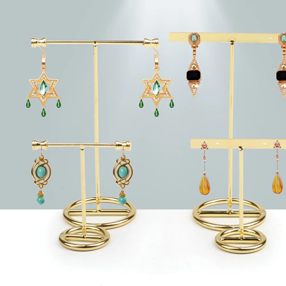 T Shape Earring Display Small Size Golden For Earrings Jewelry Organizer Metal Holder Stable Base Storage Rack Earrings Stand