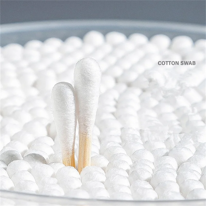 新 100/300/500/1000 個双頭綿棒女性メイク綿棒先端木製スティック鼻耳クリーニングヘルスケアツール