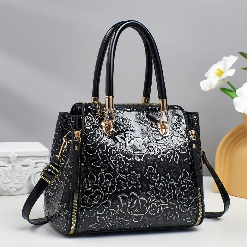 

2025 New Female Top Handle Messenger Bags Embossed Design Retro Handbag High-End Texture Design Women Tote Shoulder Bag