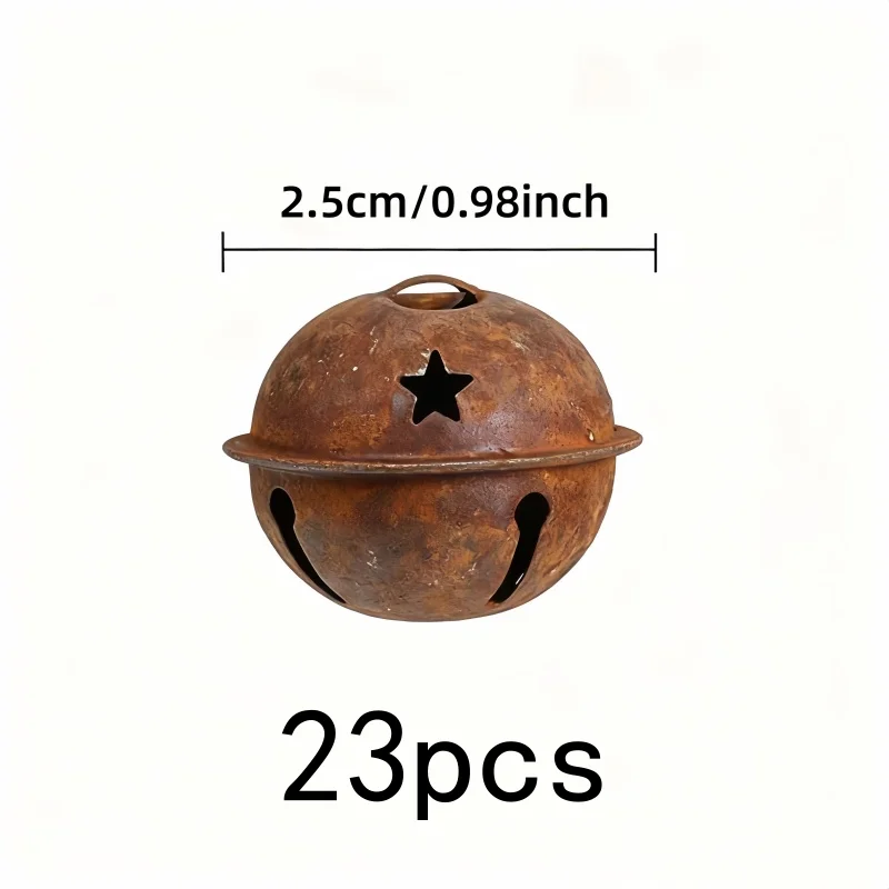 23 pcs Distressed Jingle Bells, Clear Bell Sound, suitable for Rustic Party Decor, Vintage Rusty Finish