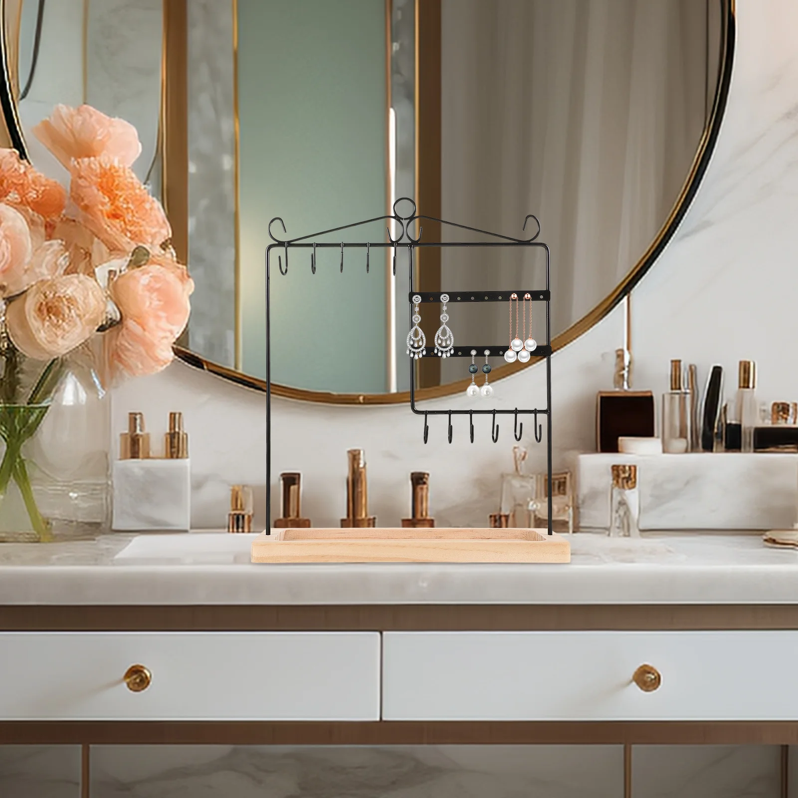 

Elegant Iron Jewelry Stand Organizer Necklace Rack Bracelet Holder Easy Assembly No Tools Required Long Lasting Use