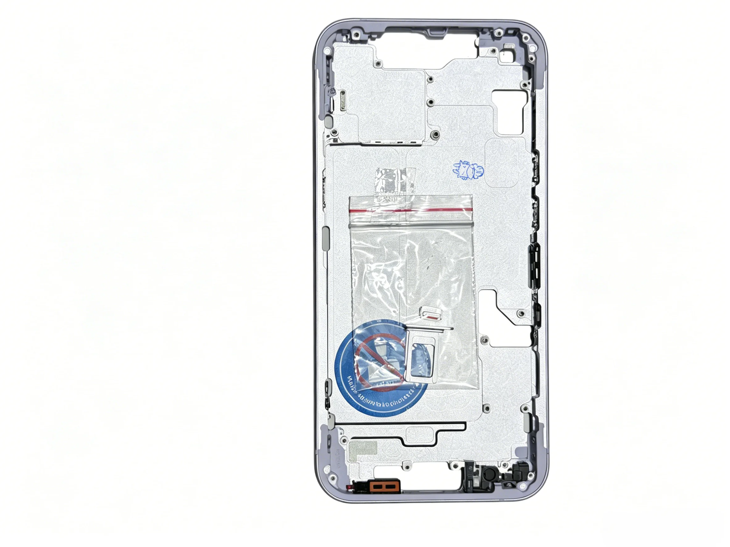 Middle Frame Housing Assembly For iPhone 14 Pre-Installed With Buttons & Charging Mesh Replacement,not include back glass