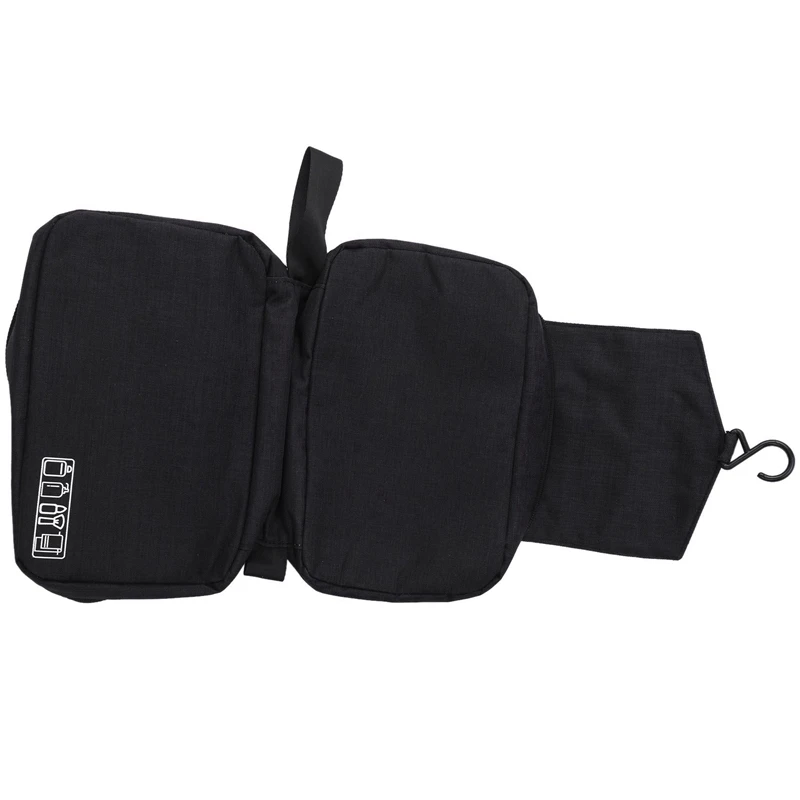 

2X Black Mens Toiletry Bag Hanging Travel Shaving Kit Organizer Bag Perfect Travel Accessory