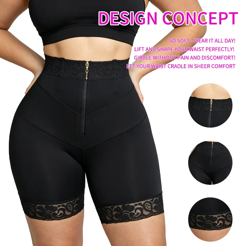 High Waist Body Shaper Shorts Women With Zipper Compression Slimming Underwear Butt Lifting and Tummy Control Panties Shapewear
