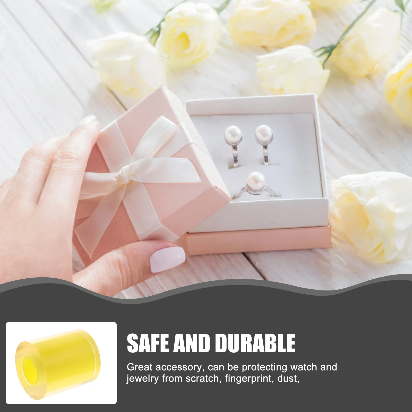 

1 Roll Multi-Use Jewelry Film Professional Watch Protective Wrap Transparent Electrostatic Stretchable High Clarity Anti-Static