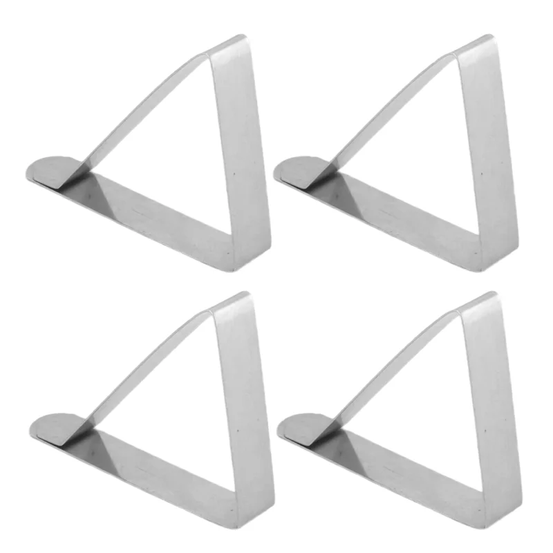 Aa63 quente 4 pçs clipe de toalha de mesa de aço inoxidável, antiderrapante ajustável capa de mesa grampos clipe suportes de pano de mesa para festa piquenique