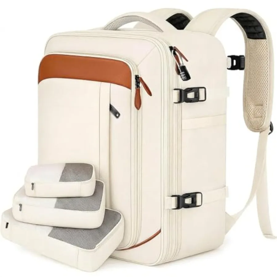 

Travel Backpack for Women Airline Approved Carry On Backpack with 3 Packing Cubes Expandable Large 40L Travel Bag Fits 17 Lapto