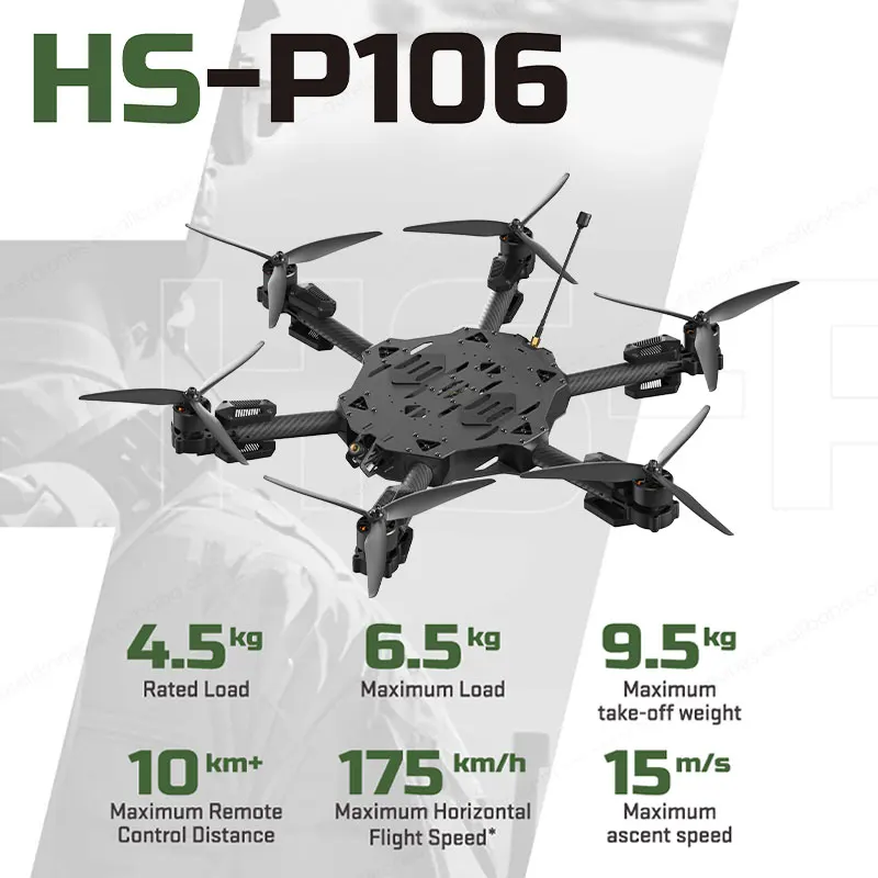 HS Airforce HS P106 10 Inch Carbon Fiber Racing FPV DIY Full Set UAV Accessories Kit Payload Quadcopter 10KM Long Range RC