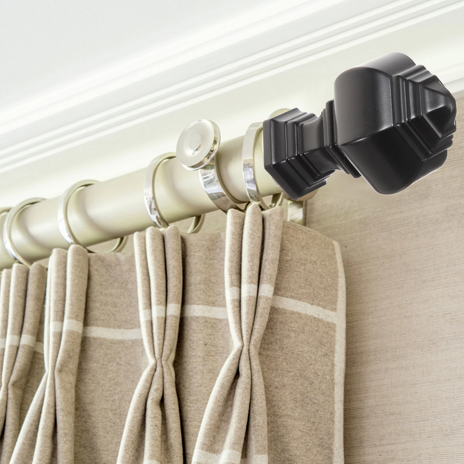 

2pcs Curtain Rod Finials End Caps Plastic Decorative Heads For Roman Roller Blinds Modern Matte Install Home