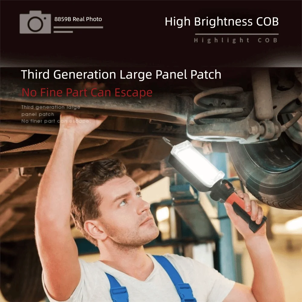 Portable Waterproof LED Work Light High Power USB Rechargeable Rechargeable Lamp With Hook COB Floodlight Working Lamp