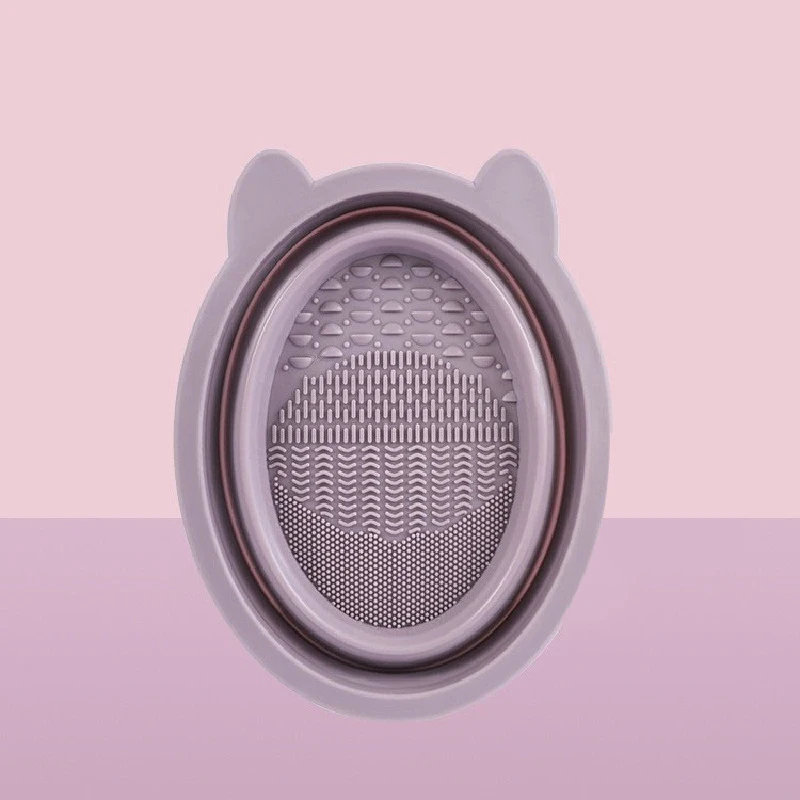 Juego de limpieza de brochas de maquillaje, Kit de herramientas limpiadoras de licuadora de belleza plegable de silicona con agente de lavado de esponja para brochas y almohadillas cosméticas