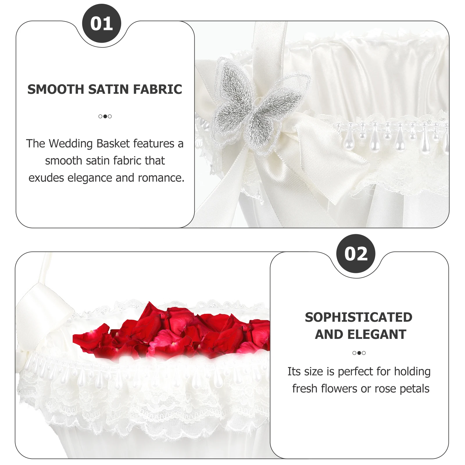 

Lace Satin Flower Girl Basket Petal Tray Decor Storage Baskets For Wedding Supply Bride Parties Gifts Home Storage