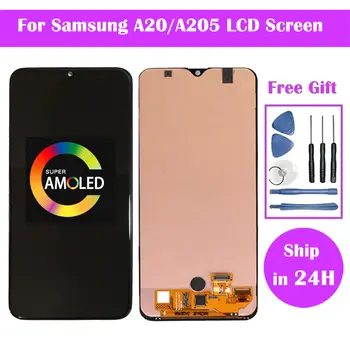 LCD displej Super AMOLED pro Samsung Galaxy A20 A205/DS A205F A205FD A205A s dotykovým digitalizátorem + rámeček 10 nejlepší prodej Panel Samsungu Galaxy A20 - №1