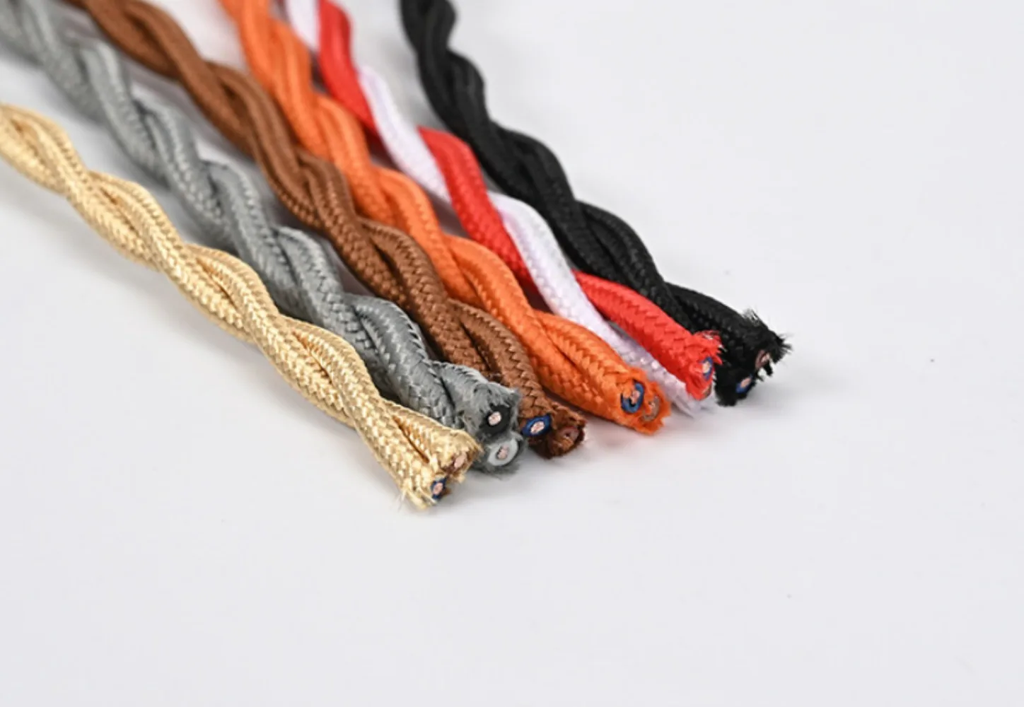 2 Core 0.75mm*2 Electrical Wire Vintage 5m 10m 20m 50m Twisted Fabric Cable Woven Cord Textile Cable Pendant Lamp Cord Copper
