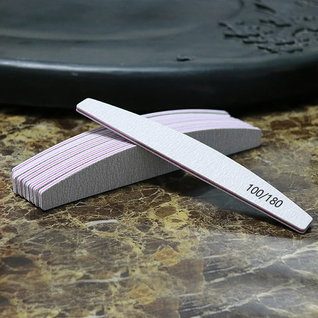 Nail File Buffer 100/180 Grit Half Moon Nail Files Double Side Sandpaper Nail Sanding Grinding Gel Nail Polish Manicure Tool 2