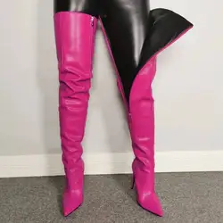 Wide Leg Comfortable Over The Knee Boots Boots Size 34-46 High Heels Colorful Pu Leather Long Boots