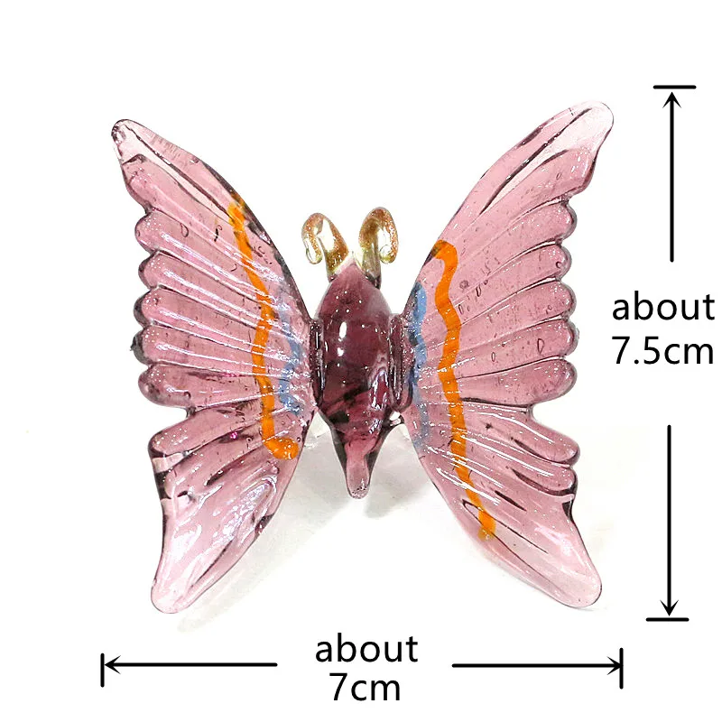 Murano Glass Butterfly Miniature Figurines Craft Ornament Home Room Table Decor Collection Cute Easter Animal Small Statue Gifts