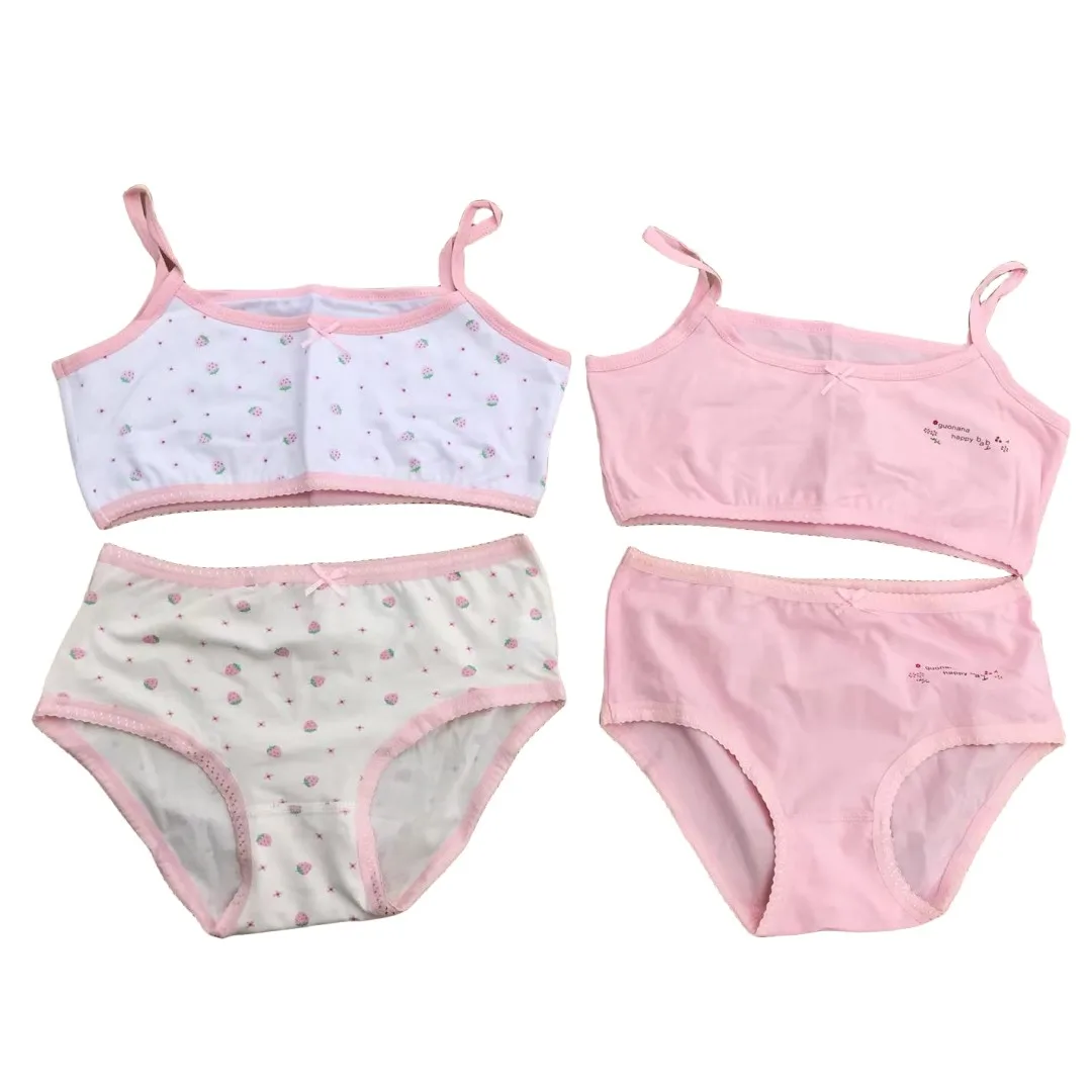 Mädchen-BH-Boxershorts-Set, niedliche Blumen-Erdbeer-Drucke, Teenager-Unterwäsche, Größe 130–160, große Mädchen-Unterwäsche, BH-Höschen-Set – Detail 11