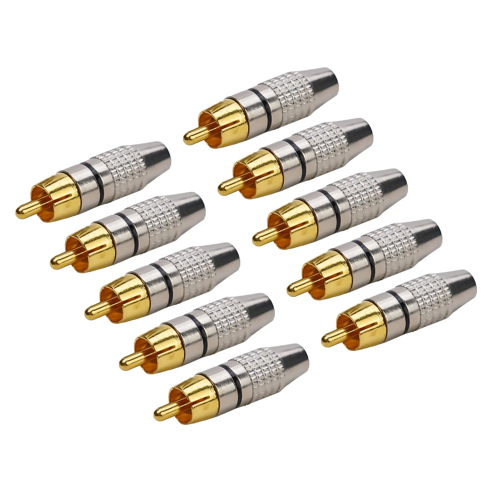 

10pcs Gold Plated Soldering Connectors Audio Video Male Plug Adapter Stereo Headphone Audio Convertor 42*11mm