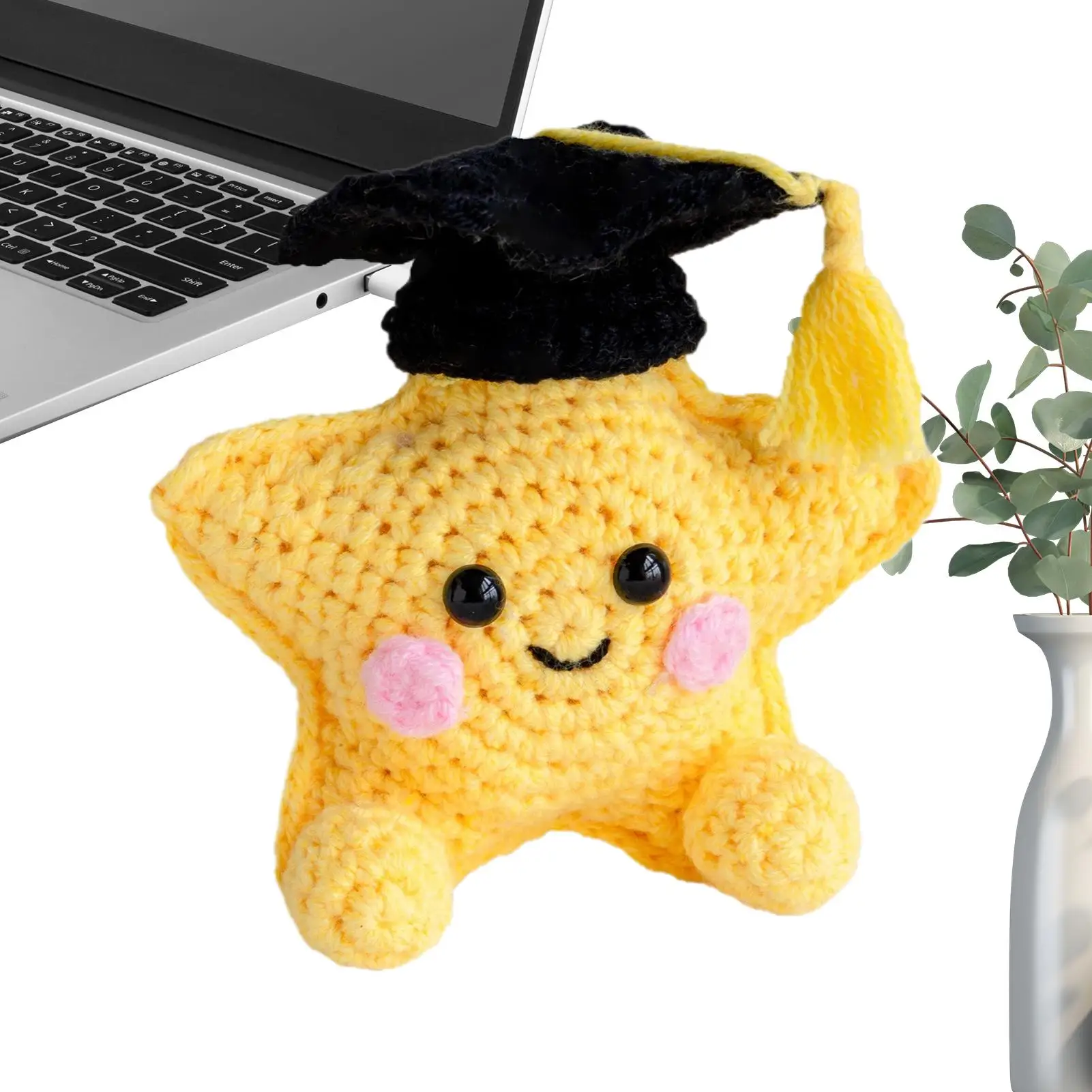 

Positive Crochet Funny Cute Handmade Graduation Star Crochet Inspirational Doll For Living Room Bedroom Office Car Bookshelf