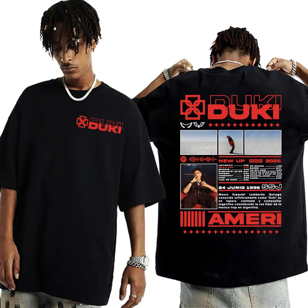

DUKI SSJ Ameri 2025 Tour Merch Men's and Women's T-shirts, Retro Harajuku Clothing, Oversized Casual Cotton Short Sleeves