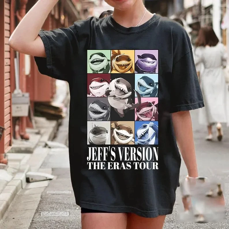 قميص Jeff Version Eras Tour، قميص Avengers Rivals، قميص Shark الخارق، قميص Jeff Rivals، قميص Jeff The Land Shark Vintage