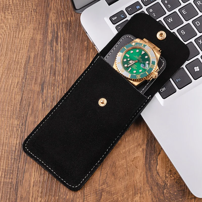 Vintage Snap‑Closure Watch Pouch, Business‑Style Protective Sleeve for Single Mechanical Watch, Wear‑Resistant & Portable