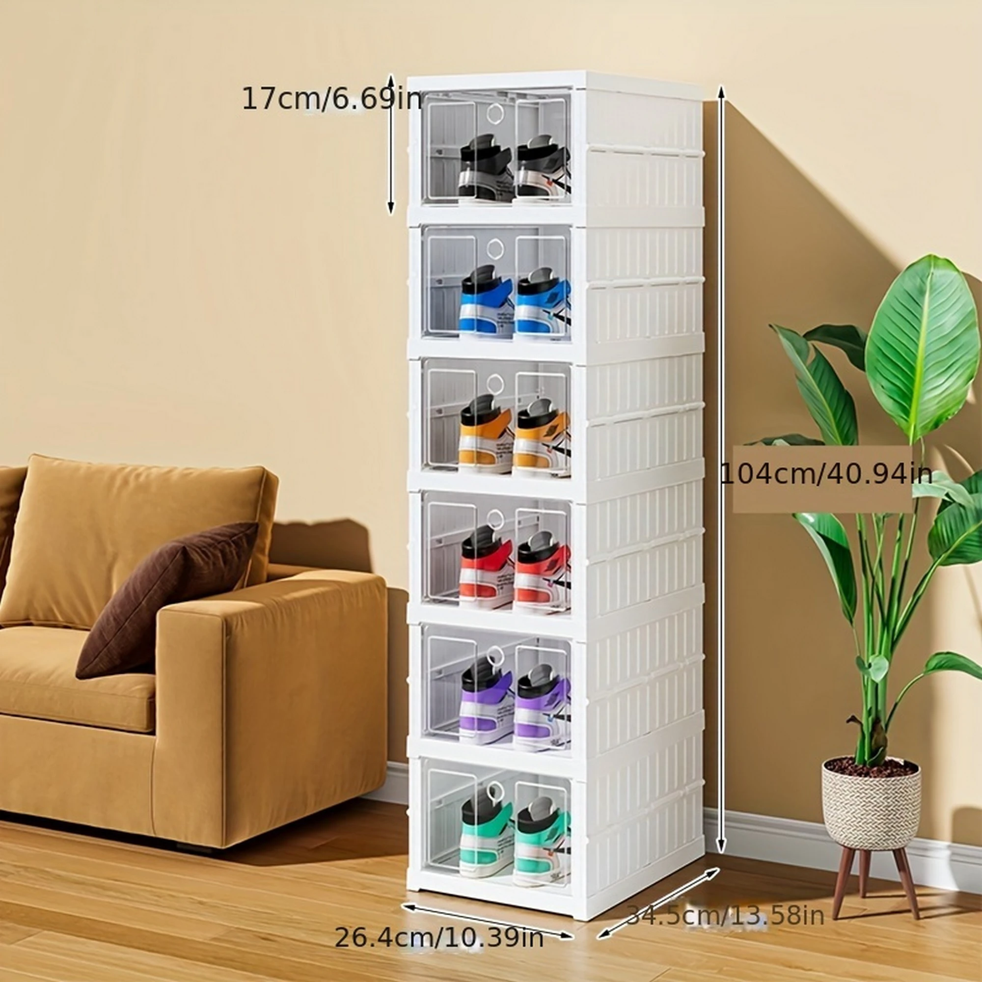 6pcs Installation-Free Shoe Storage Box With Multi-layer, Space-Saving Foldable Shoe Rack, Shoe Storage Organizer