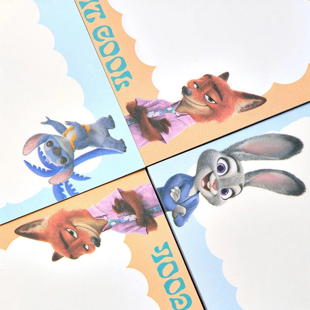 100Pcs Genuine Disney Judy Nick Stitch Sticky Notes Cartoon Message Memo Pad For School Office Study Daily Reminders Party Gifts