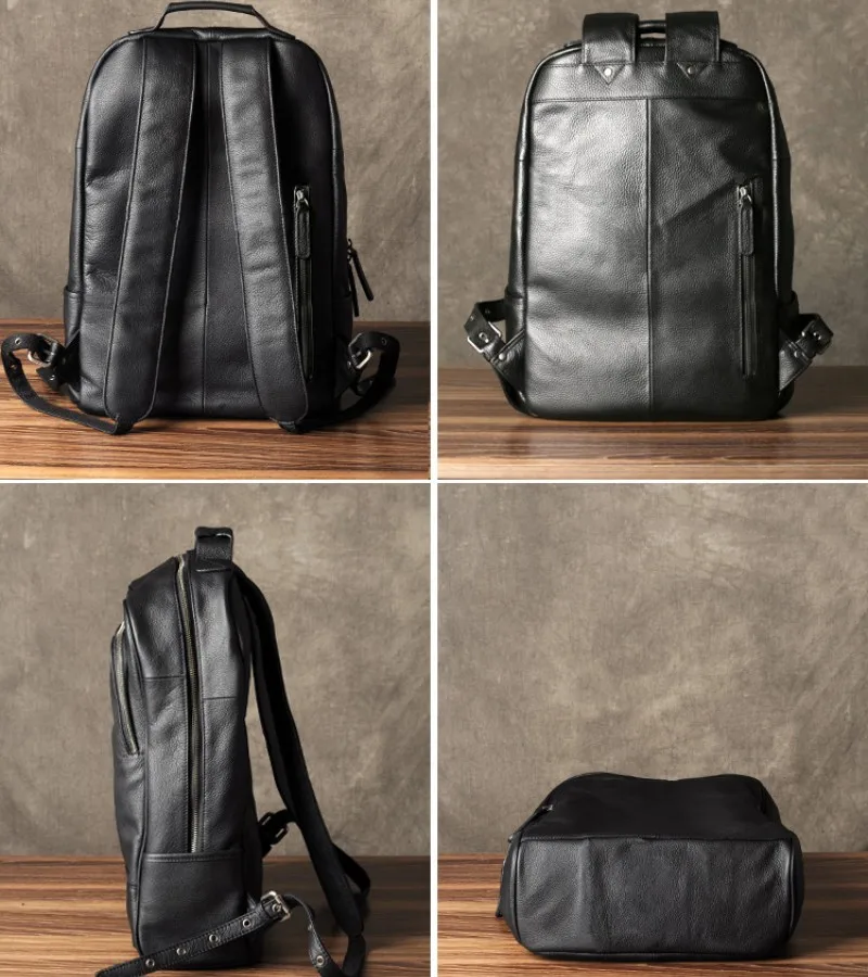 High Qaulity Fashion Genuine Leather Backpack Men Backpack Student School Bag Daily Bagpack Male Rucksack Large Knapsack M-813