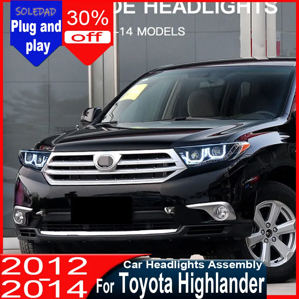 Car Headlight Assembly For Toyota Highlander 2012 2013 2014 LED Car Front lamps Upgrade Dual Projector Lens Accessories