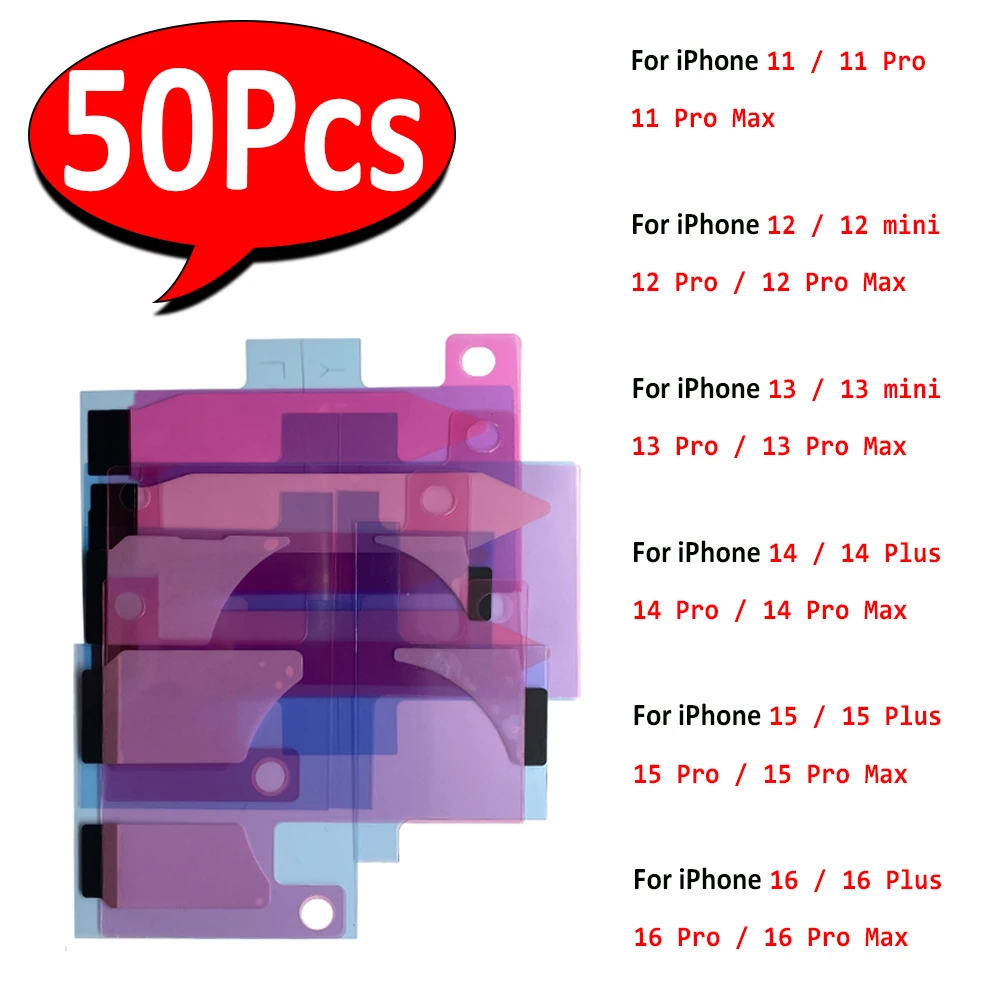 

50Pcs，NEW For iPhone 11 12 mini 13 Pro Max 14 15 16 Plus Battery Adhesive Sticker Tape Strip Pull Trip Glue Replacement Parts