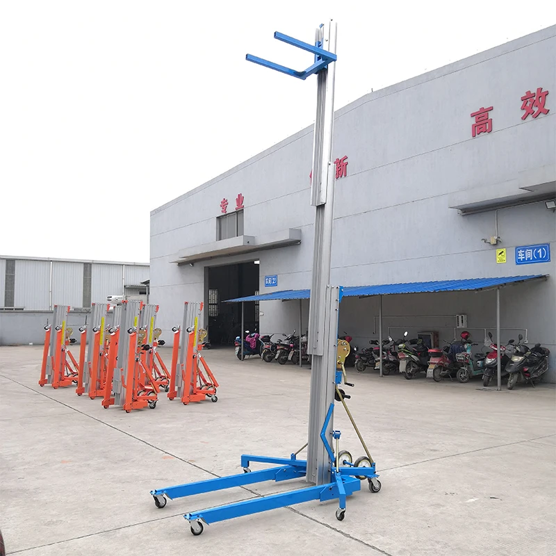 Portable Aluminum Alloy Aerial Work Platform 3.5/5/6.5/7.9M Manual Lifting Tower With Rollers For Exhibition Stage Construction