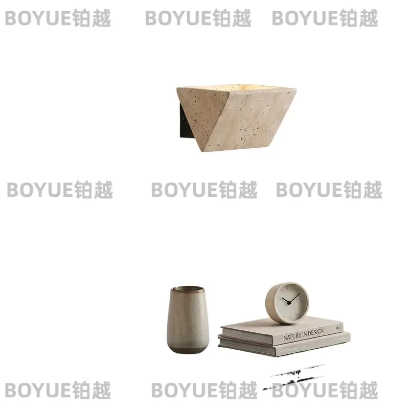 for Medieval Wabi Sabi Yellow Travertine Wall Lamp Simple Bedroom Bedside Living Room Background Aisle Entrance Designer