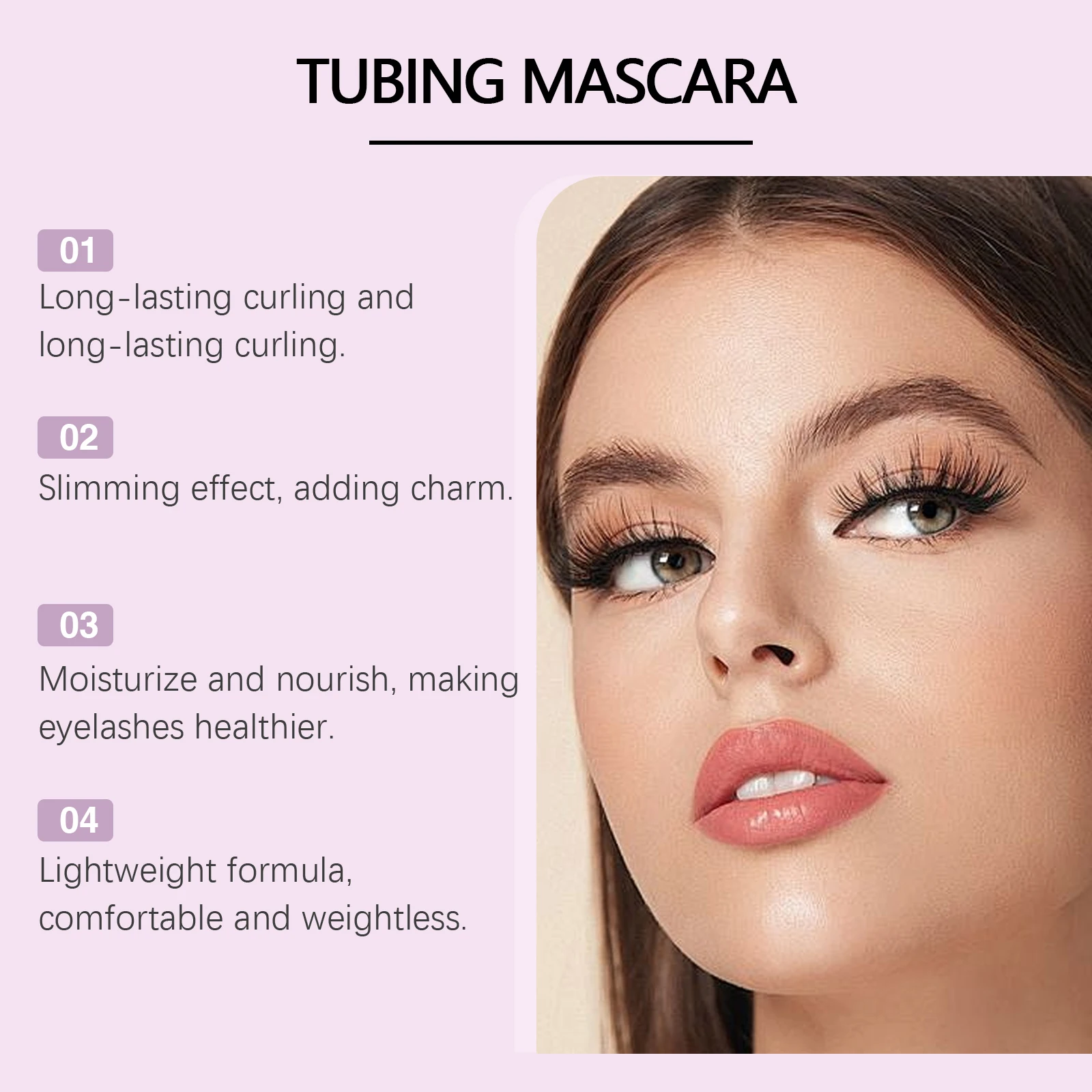 Black Lengthening Mascara Natural Volumizing Curling Eyelashes Smudge-Proof Waterproof Clump-Free Gentle Care Black Mascara 5ml